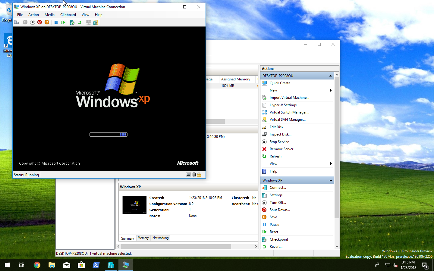 windows xp virtual machine on windows 10